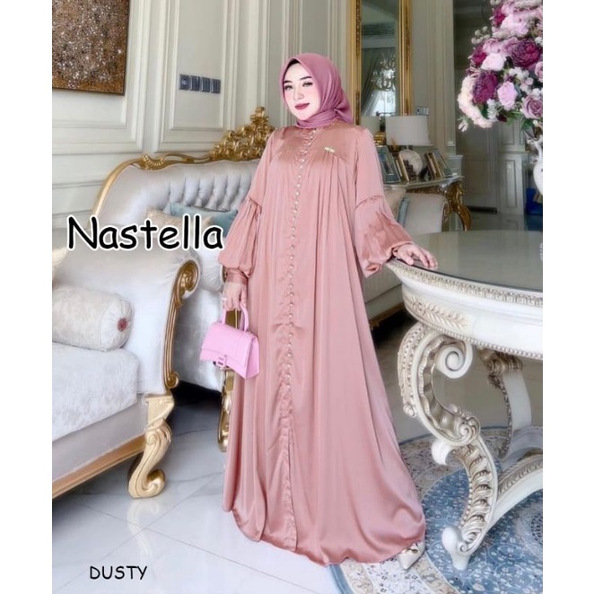 NASTELLA  gamis pesta mewah gaun walimatul bridemaid seragam lebaran casual gamis raya lebaran