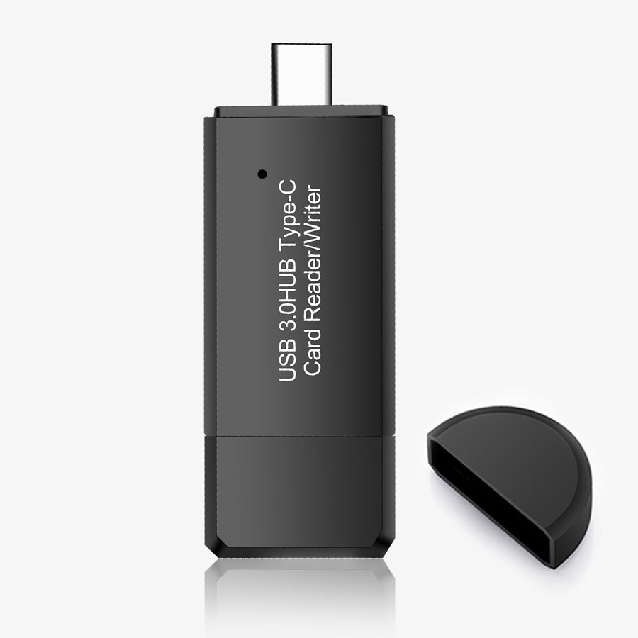 Card Reader USB Type C 3 in 1 USB 3.0 Hub Micro SD / SD Card - YC-432 - Black