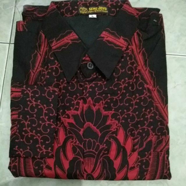 Kemeja Batik Pria Full Furing Kartiko Wijoyo Merah Batik Solo Katun Primisima Batik Merah