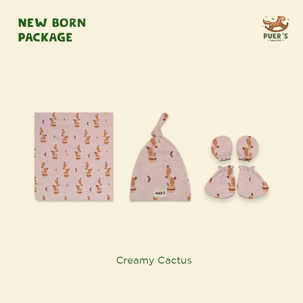 NEWBORN PACKAGE (SWADDLE SET) CREAMY CACTUS