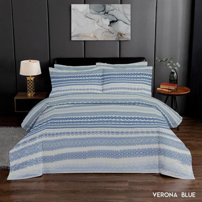 Celina King Rabbit 100% Cotton Silk Bed Cover 160x230cm Verona Blue
