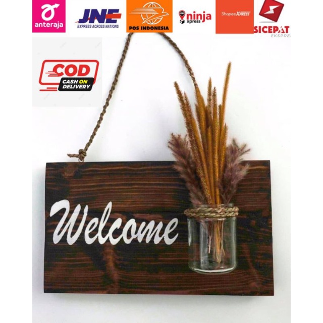 welcome standing/hiasan tanaman kayu/hiasan tanaman aesthetic/hiasan tanaman dinding/pot tanaman kay