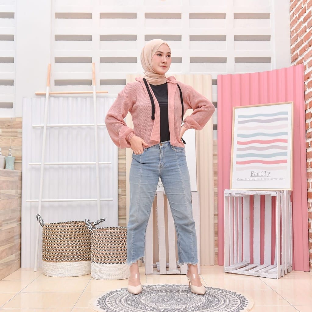 Belleza Outlet baju rajut Cardigan rajut atasan wanita hoodie calista