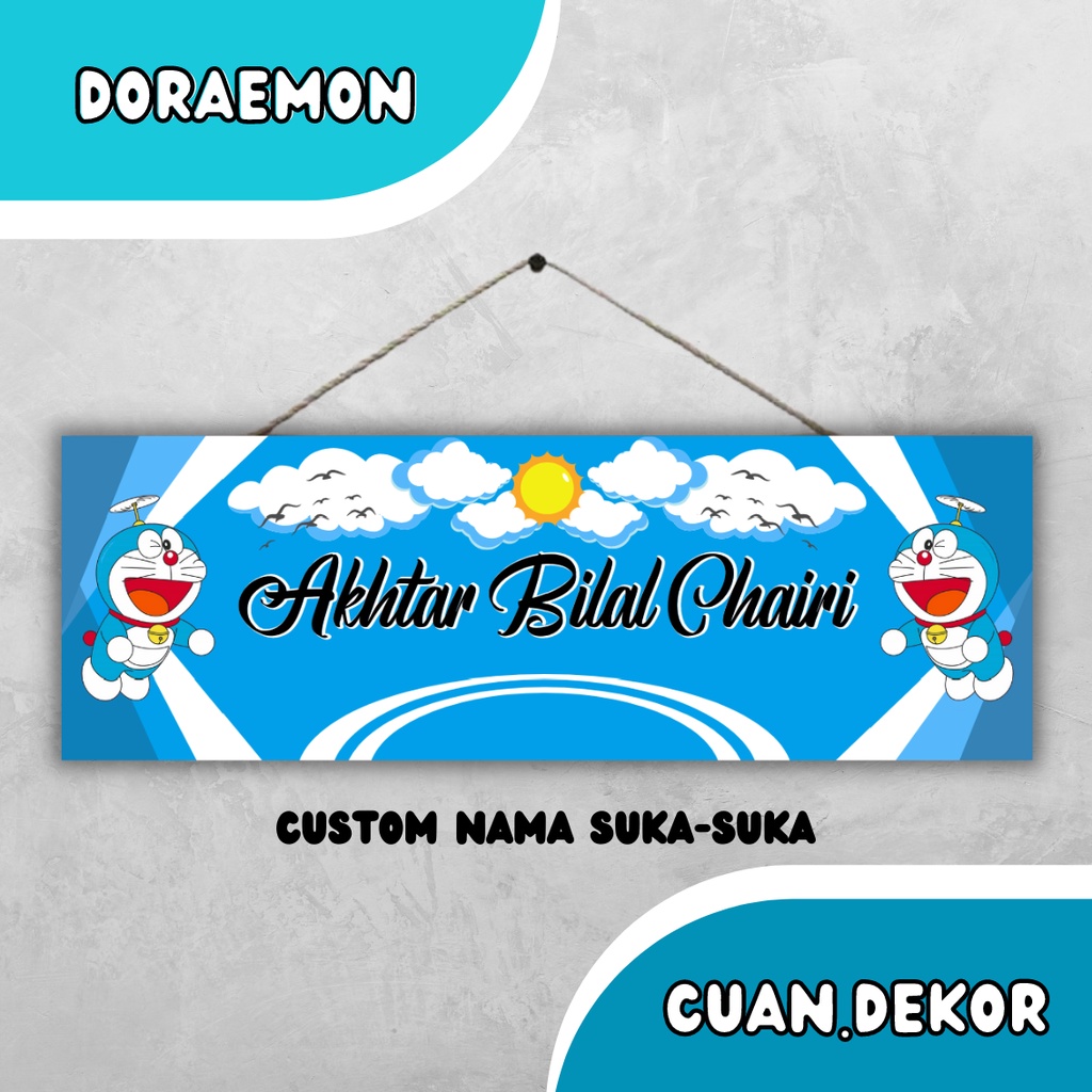 Hiasan dinding gantungan pintu custom nama karakter doraemon wall decor custom nama Assalamualaikum