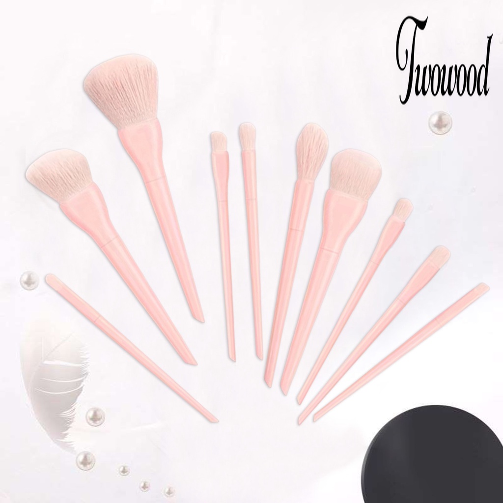 10pcs / Set Brush Eyeshadow Highlight Warna Permen Dengan Gagang Tiga Dimensi