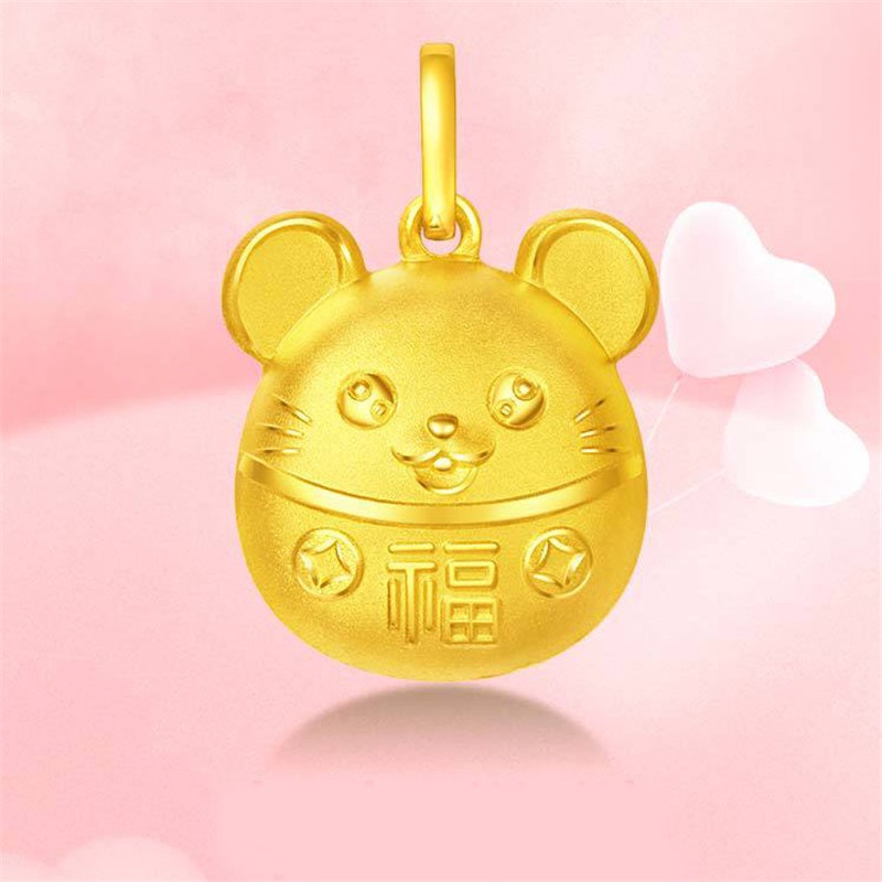 [Ready Stock]Fashion Personality Mouse Gold Plated Ball Pendant Cute Animal Necklace