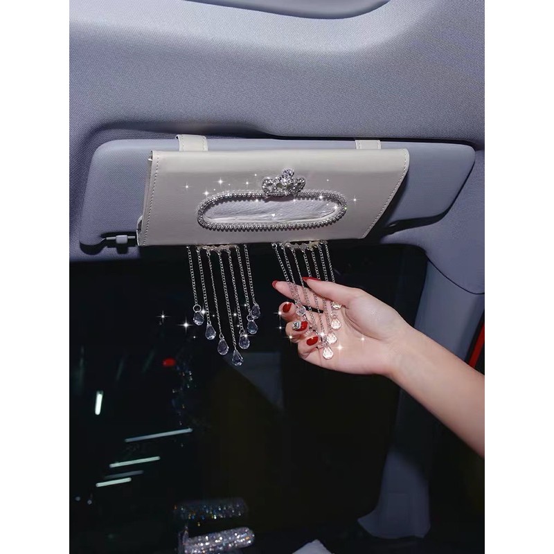 tempat tissue mobil kotak tissue mobil sunvisor mahkota KULIT MOTIF SILANG KOTAK TISSUE Tisu Jepit Sunvisor Slot Pintu atau Kantong Belakang Jok Mobil
