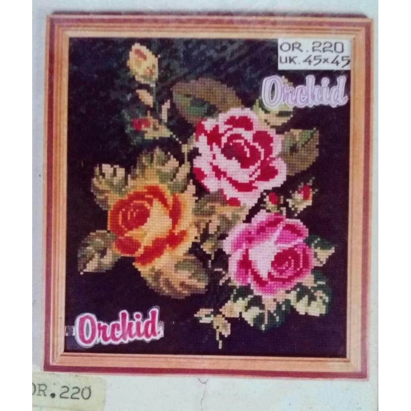 KRUISSTEEK KRISTIK ORCHID MOTIF BUNGA OR 220