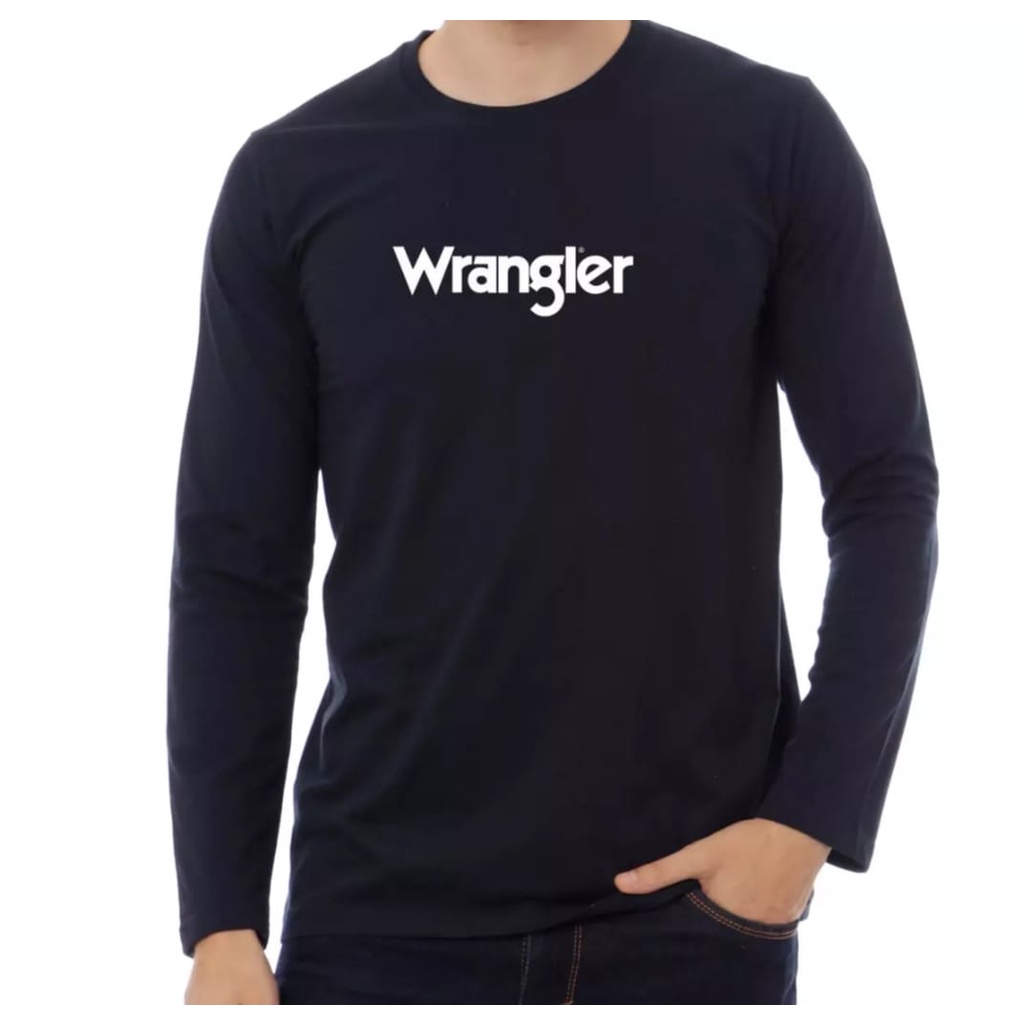 Terbaru  Kaos Distro Lengan Panjang Kaos Wrangler Keren Terbaru Premium Quality Logo White - Quality