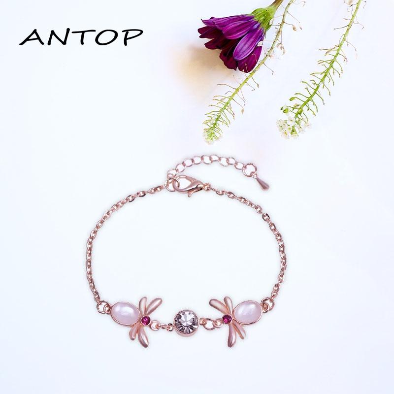 1 Pcs Korea Fashion Gelang Titanium Wanita Anti Karat Berlian Permata Hijau Bracelet ANTOP