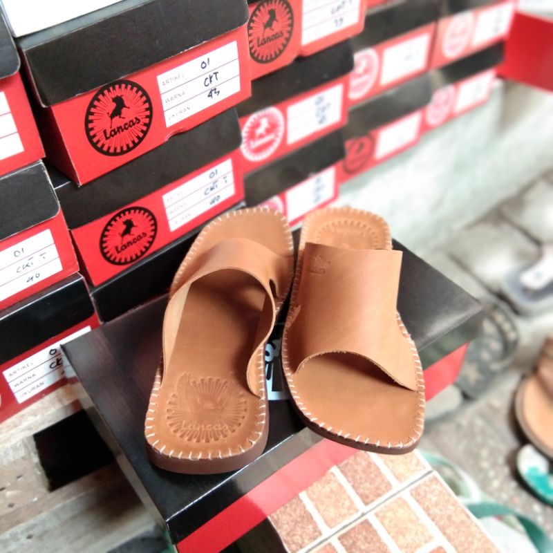 Sandal Slop Pria Kulit Lancas Terbaru