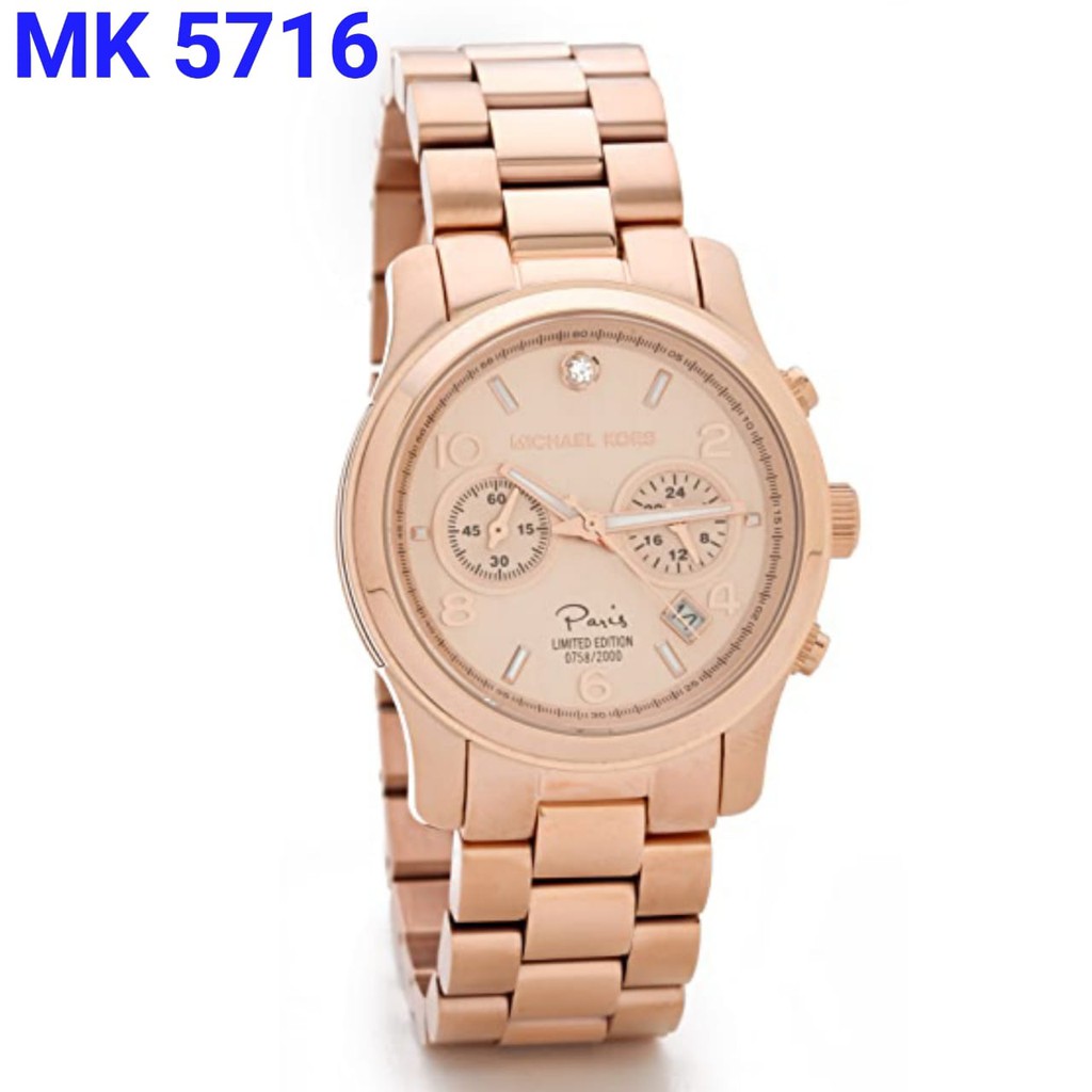 promo michael kors MK 5716 Original, baterai, all steel, 38mm garansi 1 tahun , free box