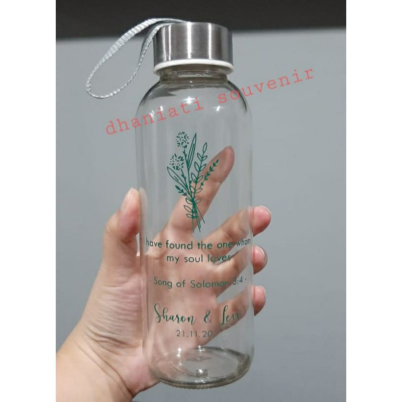 Souvenir Tumbler Kaca Souvenir Pernikahan  Botol Kaca + Free Sablon Satu Warna