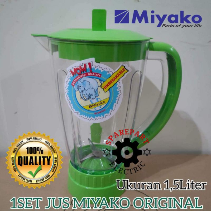 PROMO 1SET PISAU + GELAS JUS JUMBO 1,5 LITER BLENDER MIYAKO ORIGINAL HIJAU ORI