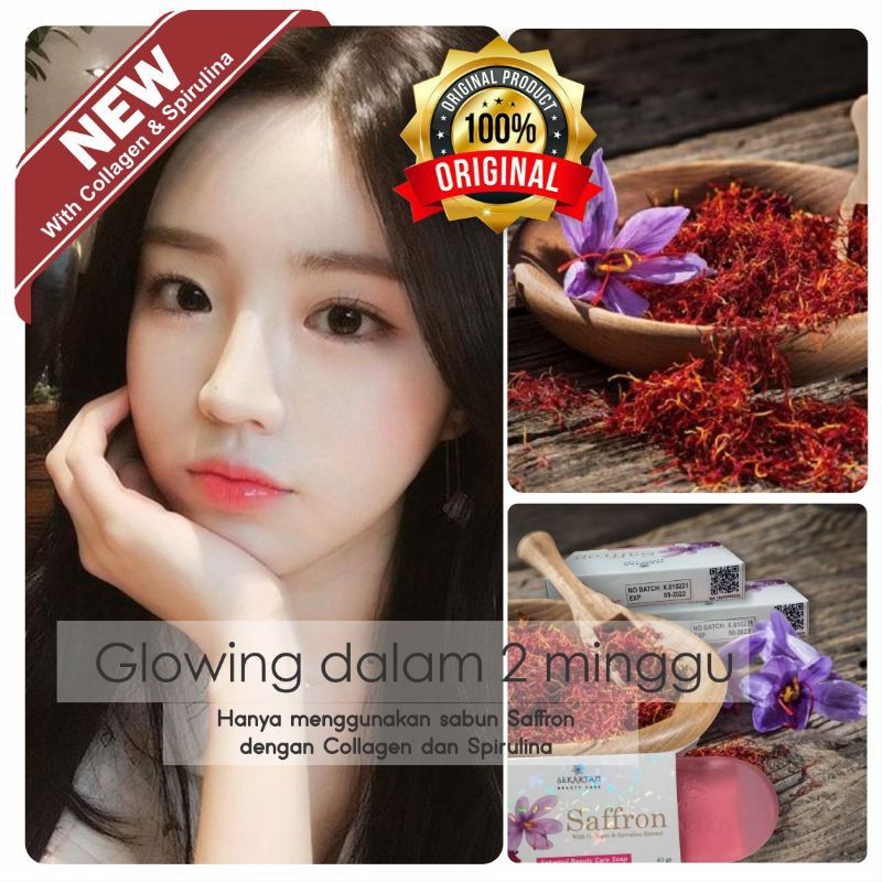 Saffron With Collagen Spirulina Sabun Pemutih Wajah dan Penghilang Flek Hitam / Saffron Sekartaji