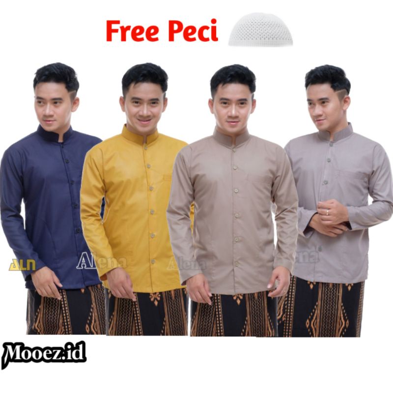 Baju Koko Polos | Baju Koko Habaib Polos | Busana Muslim Pria Lengan Panjang | Baju Koko Putih Lenga