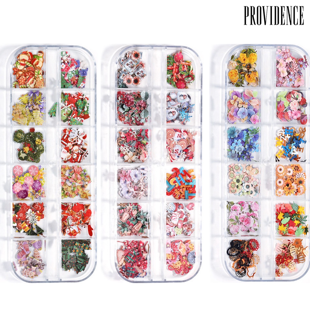 Providence 1 Box 12 Colors Christmas Manicure Art 3D Butterfly Glitter Foil Nail Sticker