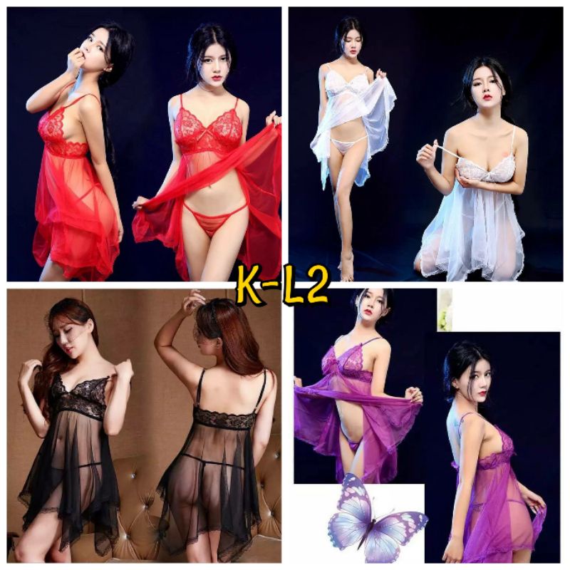 Lingerie G String Lace Renda Baju Tidur Sexy Transparan Setelan Seksi Import Wanita High Quality K-L