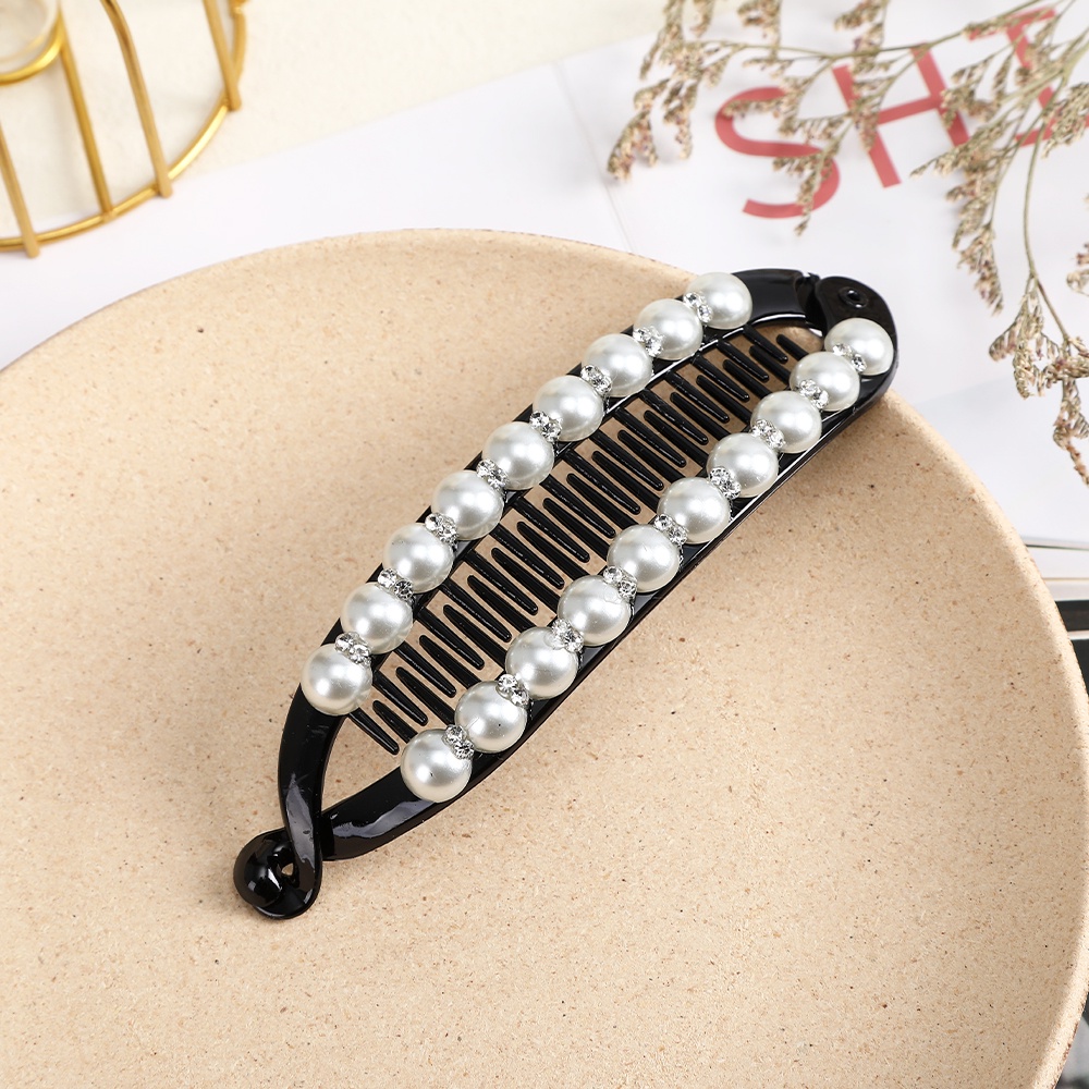 Pearl Diamond Banana Clip Fashion Hair Clip for Women Hair Accessories