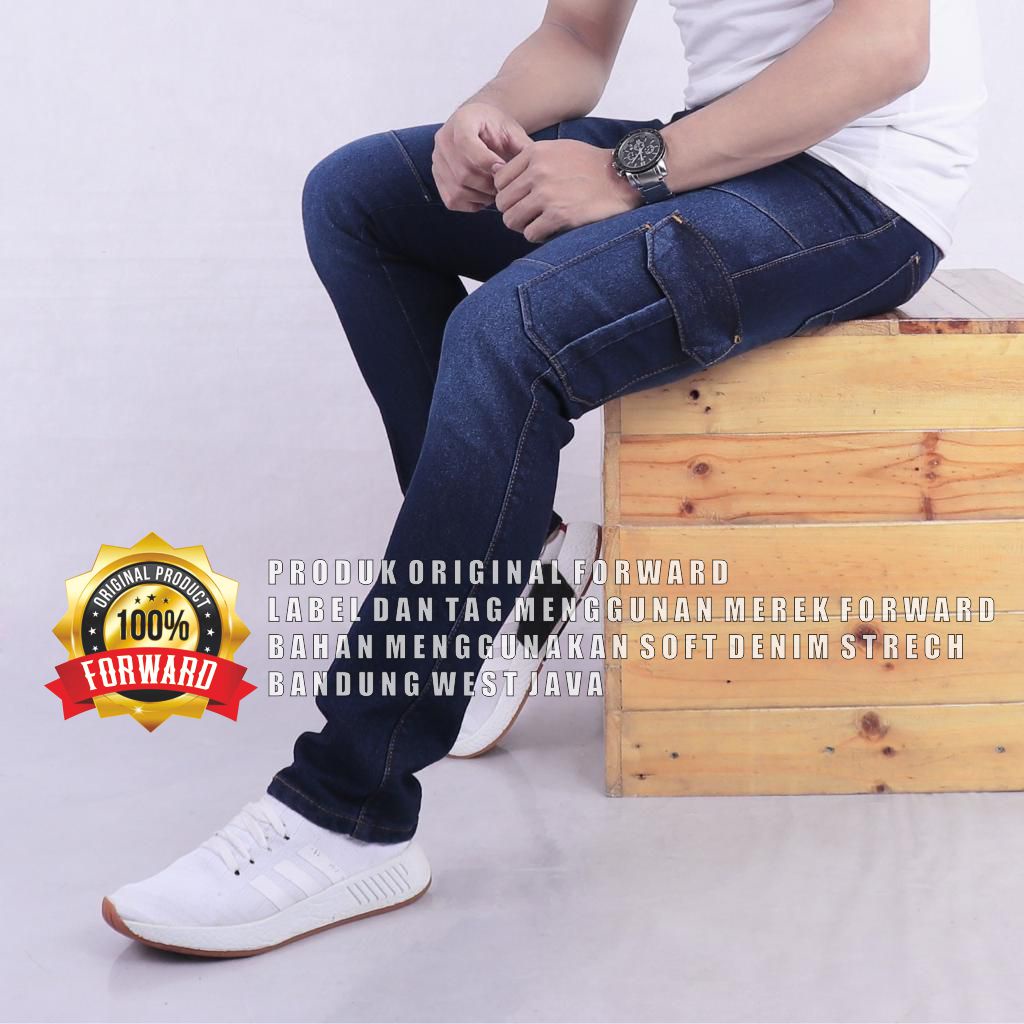 Forward System Celana Cargo Pants Pria Jeans Reguler Loose fit Standard Denim Washed  FORWARDSHOP