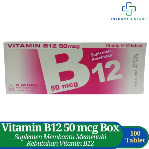 Jual Vitamin B12 50 mcg Box isi 100 Tablet - Suplemen Kesehatan Vitamin