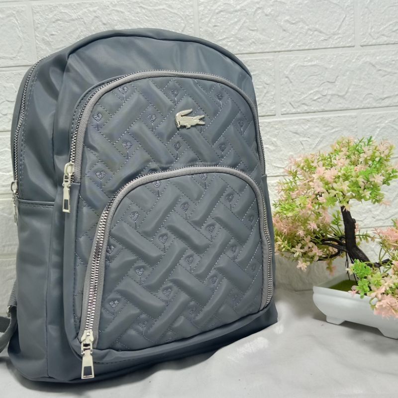 Ransel Fashion Wanita NiLon bordir-H.abu
