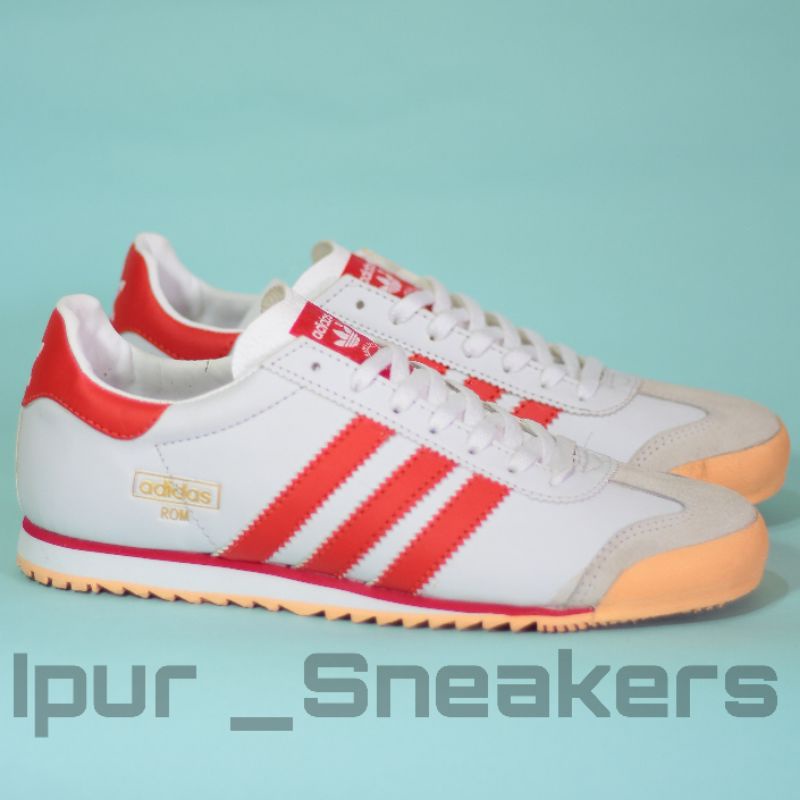 sepatu pria sepatu sneakers casual pria adidas rom putih merah