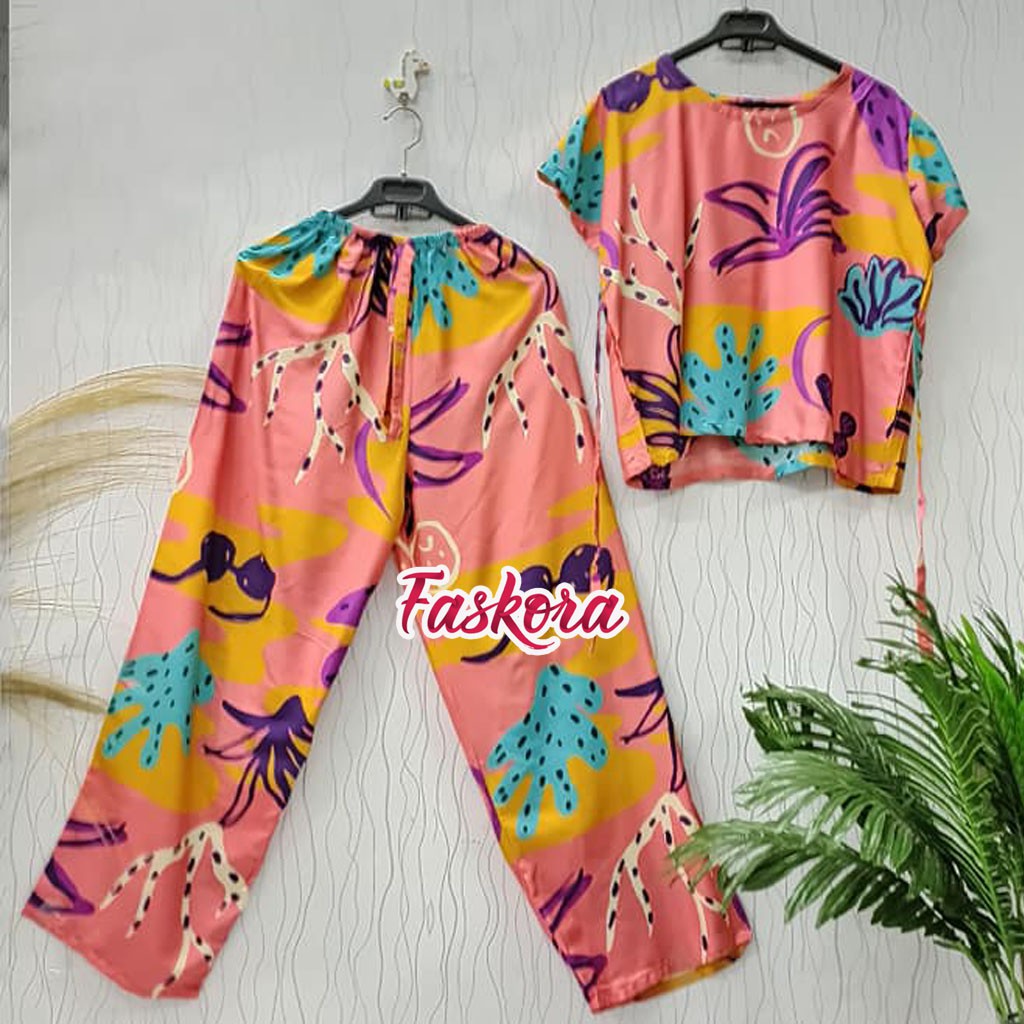 One Set Wanita Kekinian Pajamas Tie dye Karang / Set Rayon Jumbo XXL Tie dye / One Set Rayon Jumbo