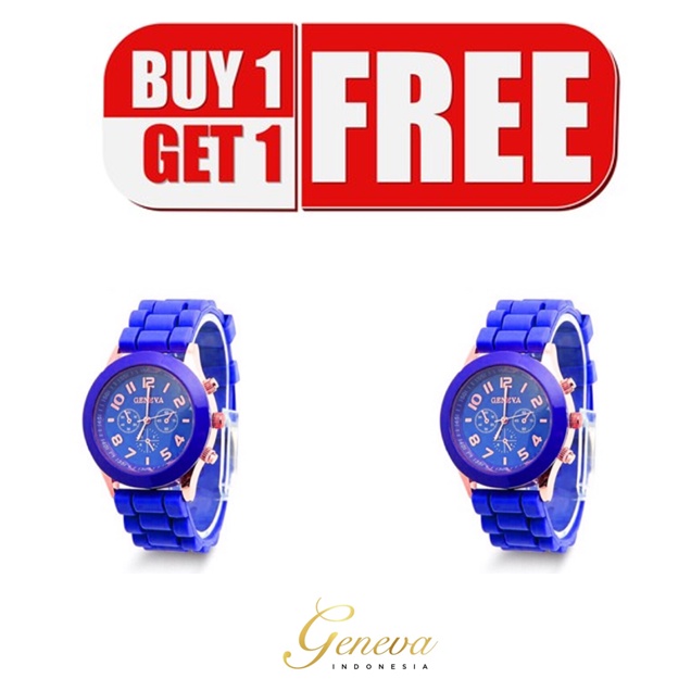 ✅COD Beli 1 GRATIS 1 - Jam Tangan Geneva Rubber Putih