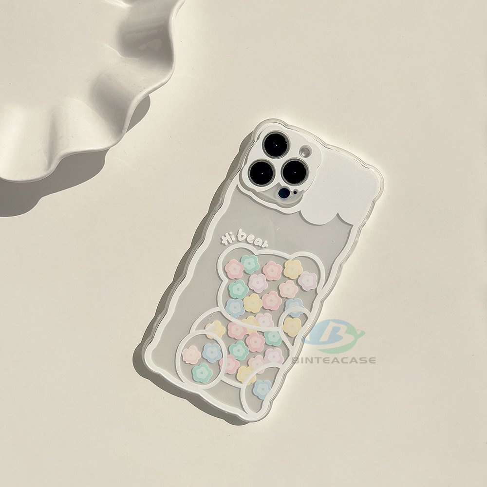 Casing TPU IPhone 14 14 Pro MAX 11 Pro 11 Pro MAX 12 12 Pro 12 Pro MAX IPhone 13 Pro MAX X XR XS MAX 6 6S 7 8 Plus Motif Bunga Dan Beruang