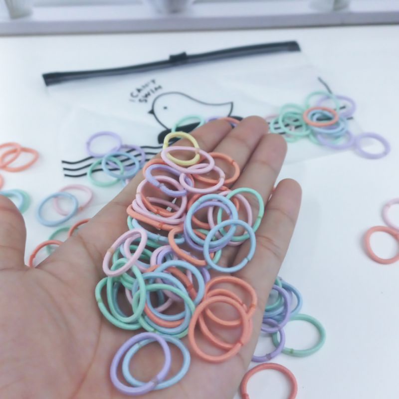 Ikat Rambut Anak Isi 100Pcs Kunciran Rambut Mini+pouch