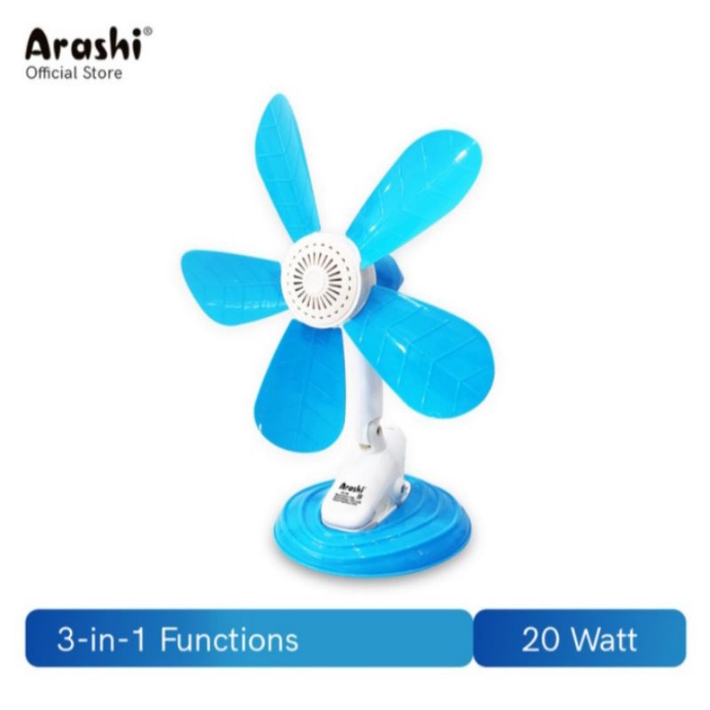 kipas angin jepit 5 baling-baling kipas arashi 30 watt 3 in 1