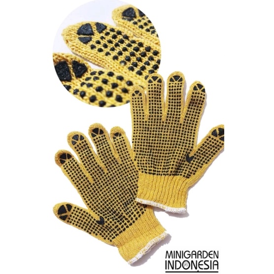 SARUNG TANGAN KERJA BINTIK 1PASANG sarung tangan polkadot safety glove - PUTIH KUNING