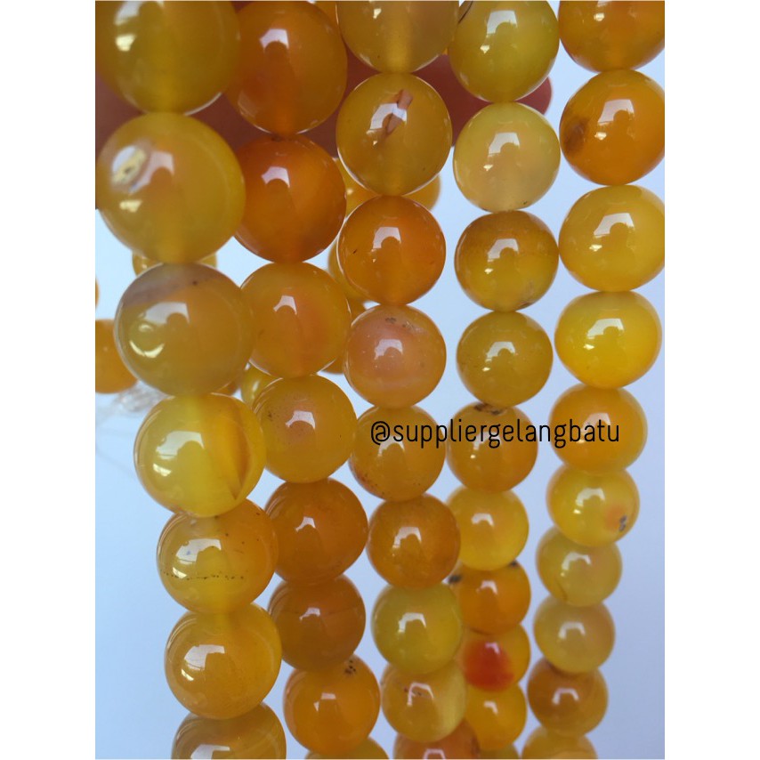 batu 14mm kalung gelang YELLOW AGATE kuning aksesoris online shop jade supplier fashion craft grosir