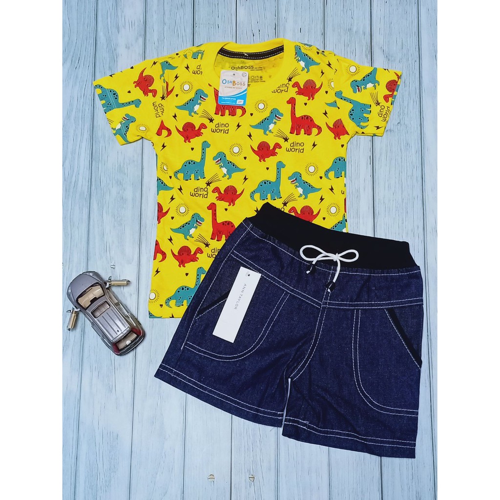 COD Baju Stelan Anak Laki Laki Kaos Distro dan Jeans Pendek RIb usia 1-4 tahun-7