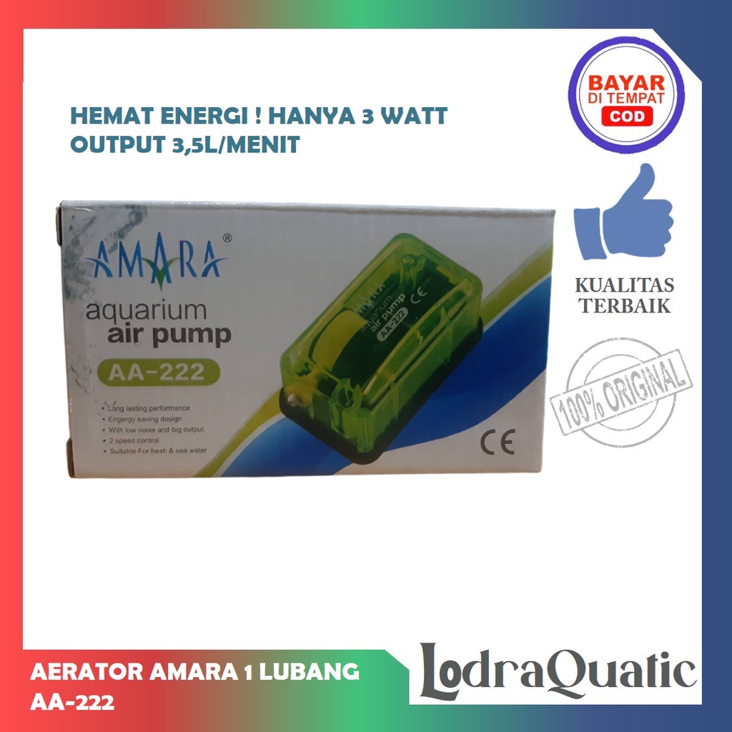 PROMO MURAH ! AERATOR AMARA AA-222 AIRPUMP 1 LUBANG MESIN GELEMBUNG AQUARIUM 1 LUBANG TIDAK BERISIK