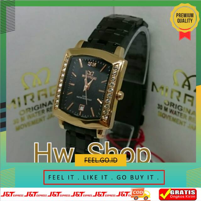 Terbagus Termurah Jam Tangan Pria Mirage 7442 Black RoseGold Original