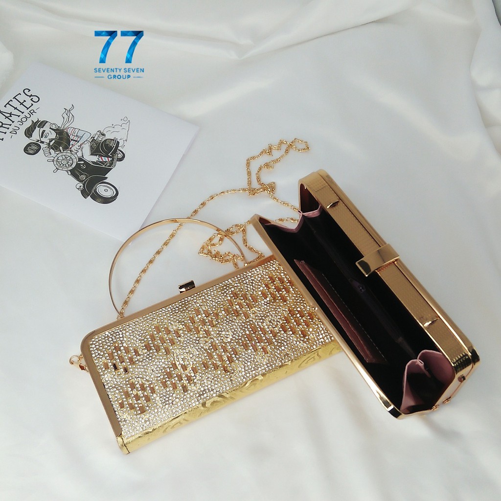 Tas Dompet Pesta clucth kancing plat besi 2 fungsi tali Tas Dompet Pesta clucth kancing plat besi 2 fungsi tali