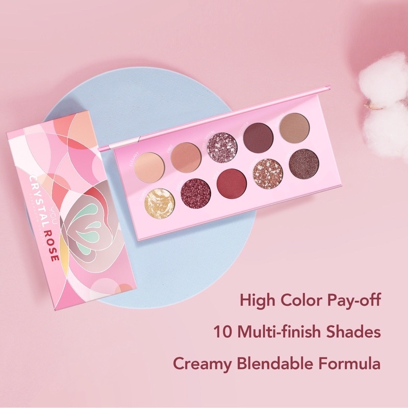 Crystal Rose Eyeshadow Palette 10 Color / Eyeshadow You / Eyeshadow Palette ( YOU MAKEUPS OFFICIAL STORE )