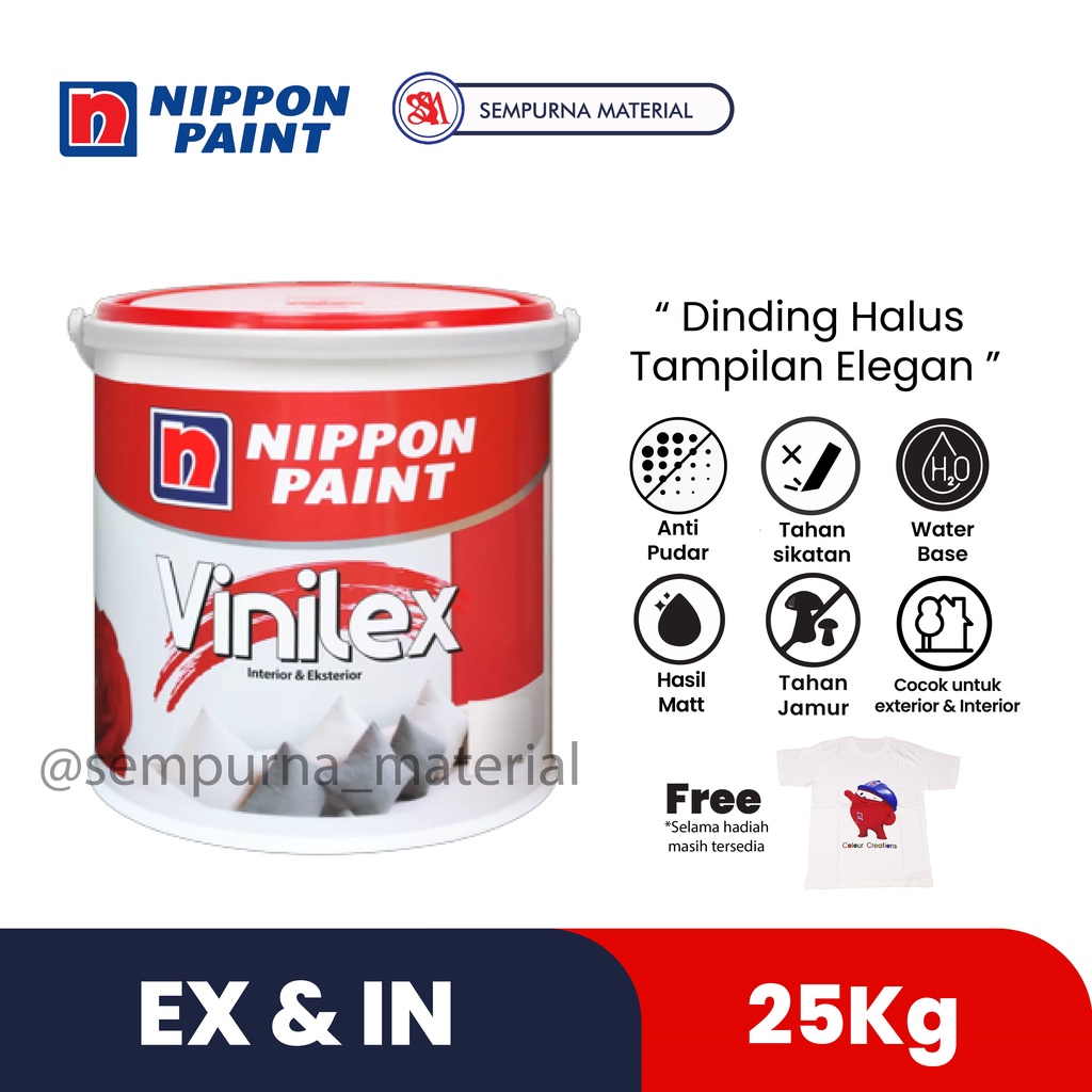 Cat Dinding Interior & Exterior - Nippon Paint Vinilex 25kg - Putih ( Warna Lain bisa CHAT )