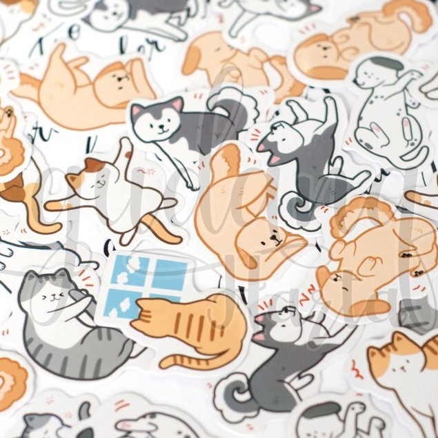 Stiker Kertas Kucing Anjing Husky Pet Cat Dog DIY Scrapbook Sticker Lucu Unik GH 303306