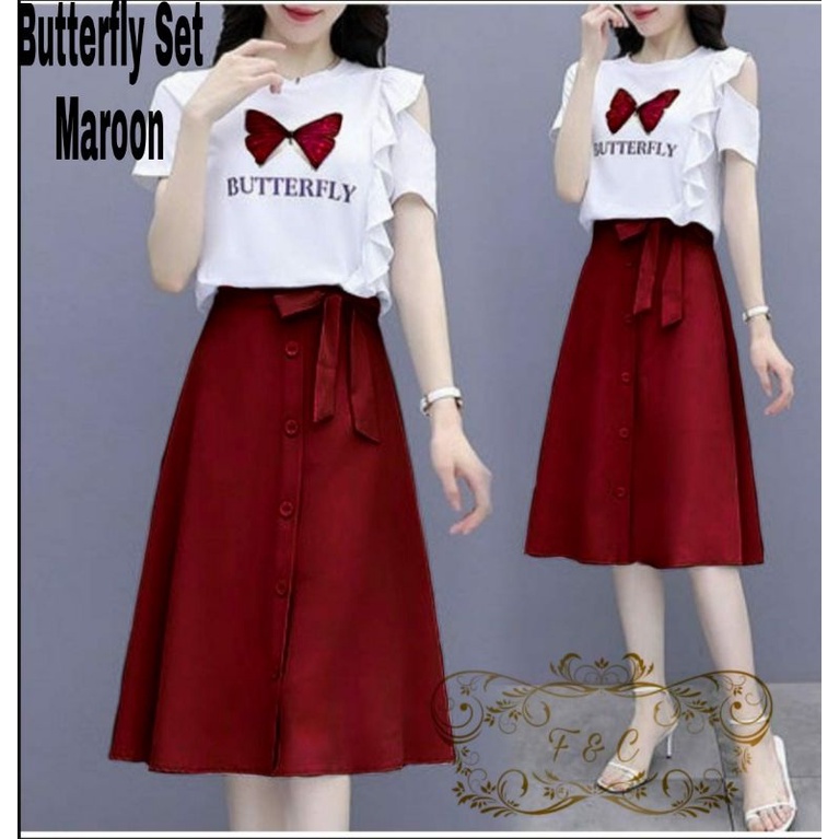 SET ROK FASHION BUTTERFLY, BABYTERRY MOSCREPE, SETELAN