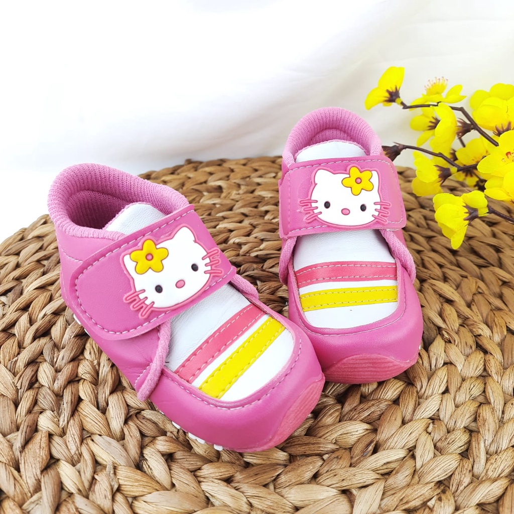 mandirishoesstore-SEPATU SNEAKER ANAK PEREMPUAN KARAKTER KUCING 1 2 3 TAHUN GARIS CAY33