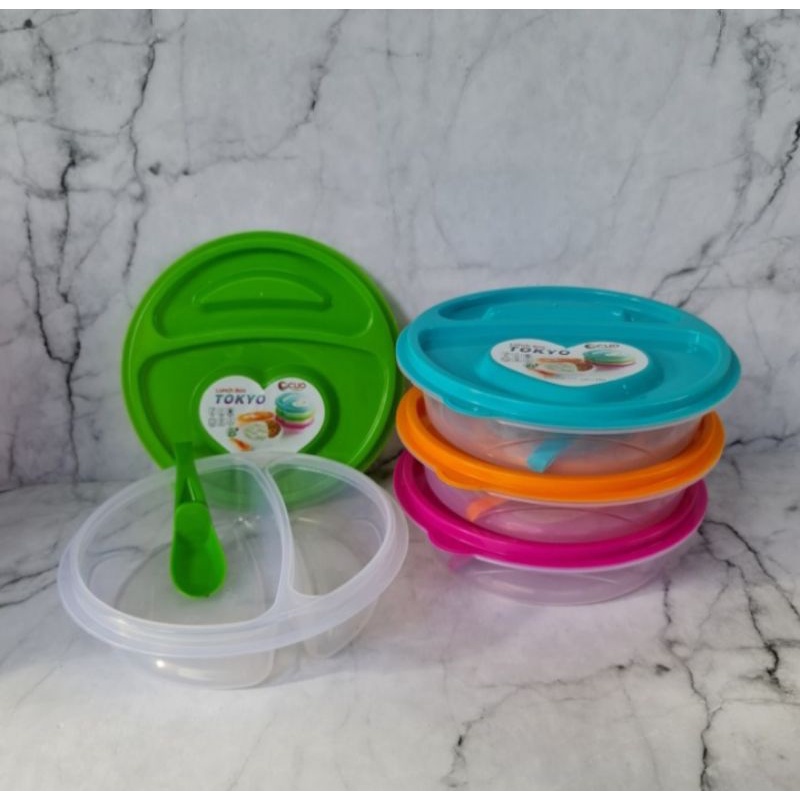 Kotak Nasi + Sendok Kotak Bekal Makan Misting Tempat Nasi Lunch Box