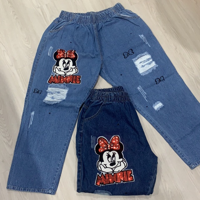 Plus style id - Jeans bigsize jumbo motif minnie