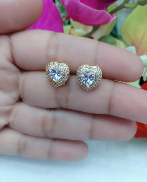 Anting love lapis emas