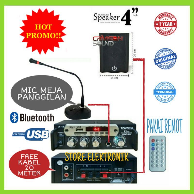 Paket 1 Speaker Panggilan 4 inch Crimson Buat ruang Kelas-Kantor dll.