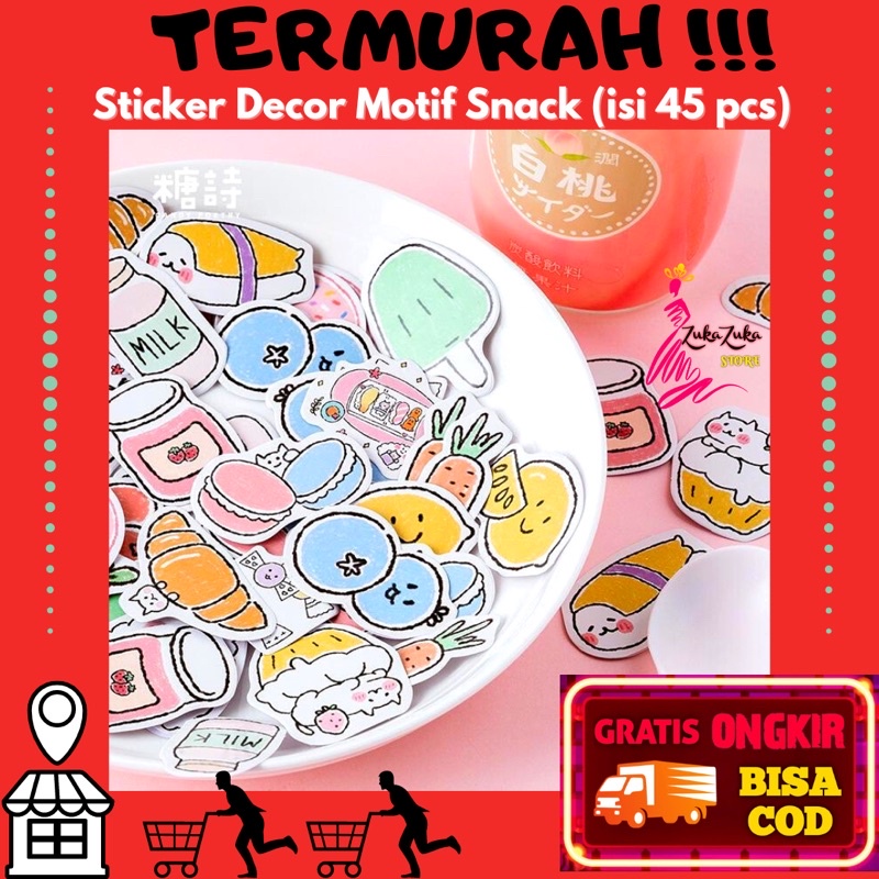 

[isi 45 pcs] Sticker Food Makanan Scrapbook Motif Snack / Sticker Journal / Stiker Lucu Dekor