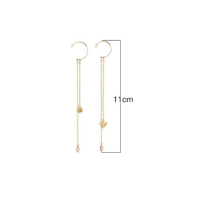 LRC Anting Gantung Fashion Long Earrings Zircon Tassel Earrings D09020