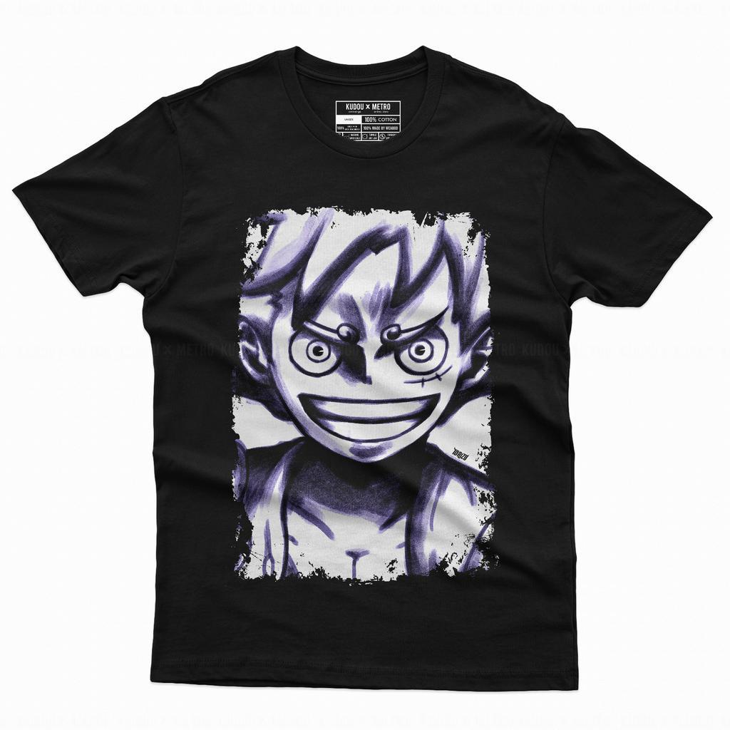 TORIZU Tshirt Luffy God Nika Brush Black Anime Manga One Piece Premium